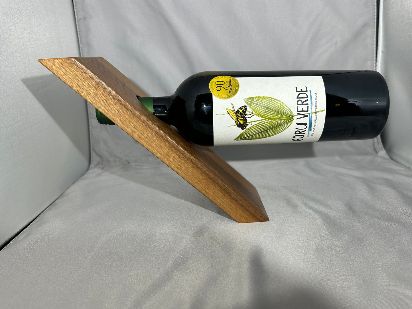Walnut Floating Bottle Holder